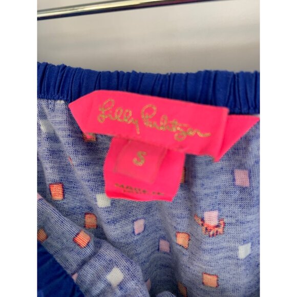 Lilly Pulitzer Kalama Off Shoulder Smock Dress Blue S RDD10673 Resort Vacay - Picture 3 of 10